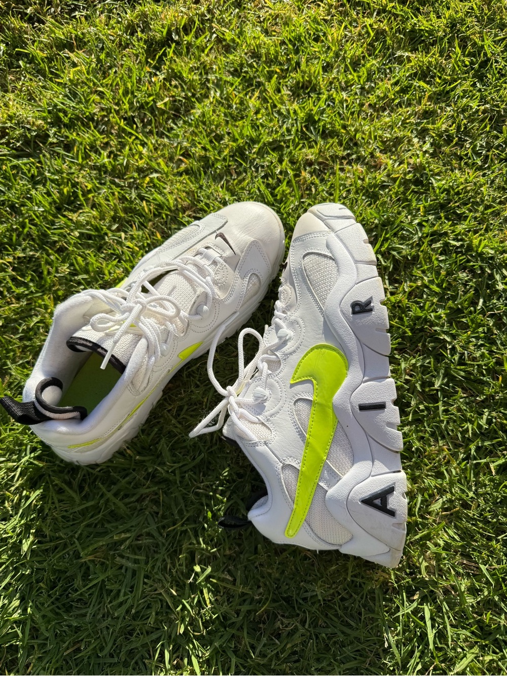 Nike White Sneakers with Neon Green Insole and Black Trim